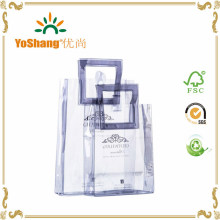 Personalized Clear PVC Shopping Totes Bags with Square Handles Available for Custom
